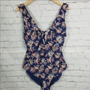 NIPTUCK Swim suit Blue Leaf print One piece